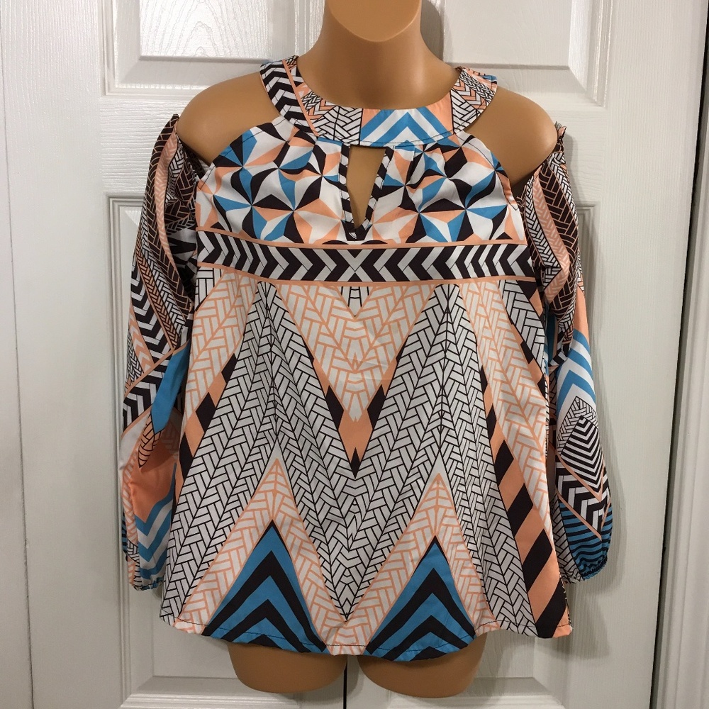 Cold Shoulder, Long Sleeve Blouse